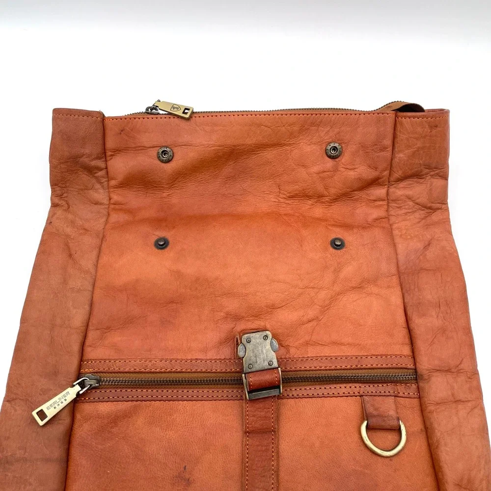Berliner Bags Leather Backpack Men OS Tan Good Vintage Roll Top Rucksack